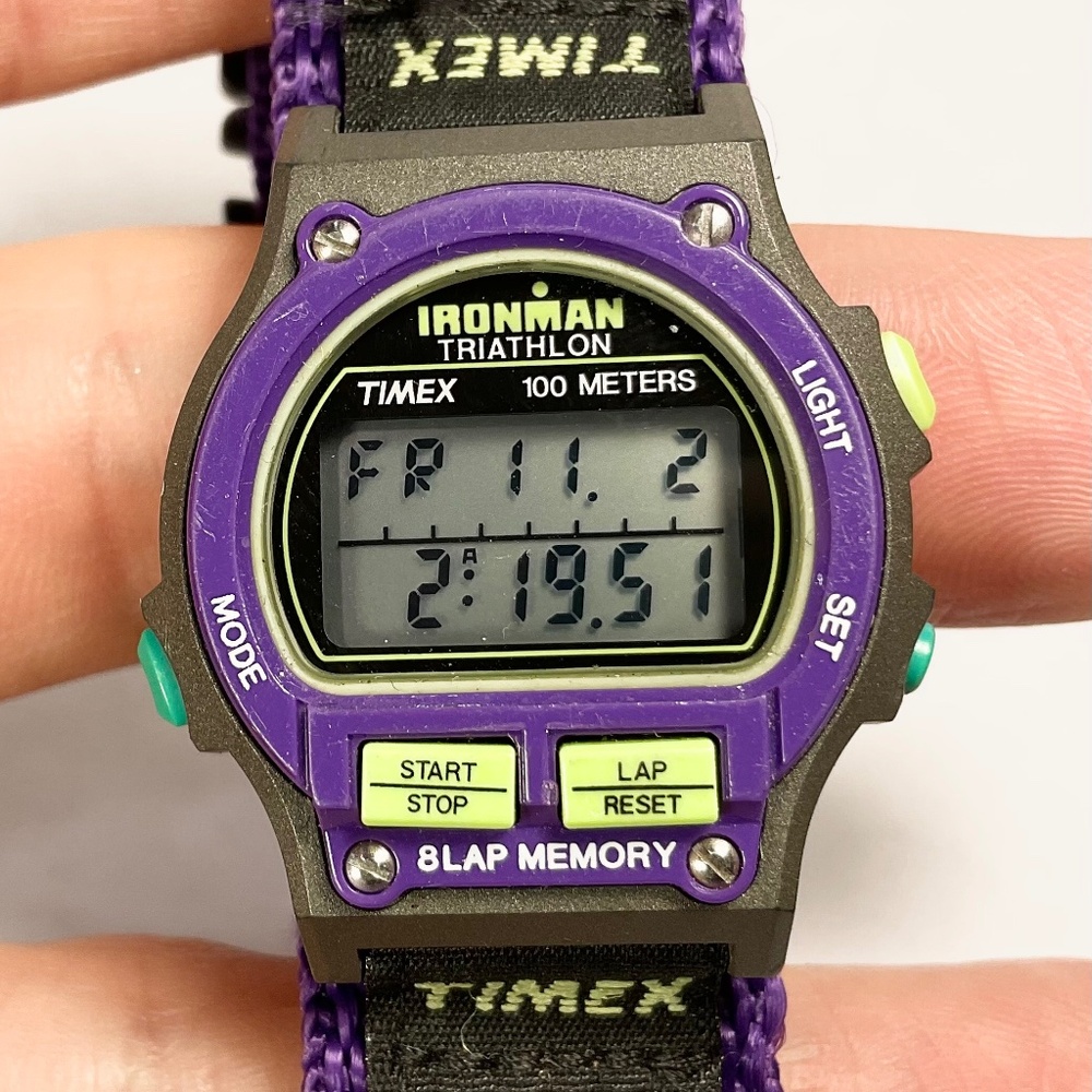 RARE Timex Ironman Triathlon Ladies/Womens/Unisex Watch Purple w/ Light Vintage